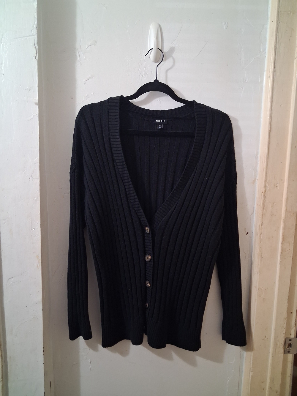 torrid Black Ribbed Button-Front Cardigan - Picture 2 of 5